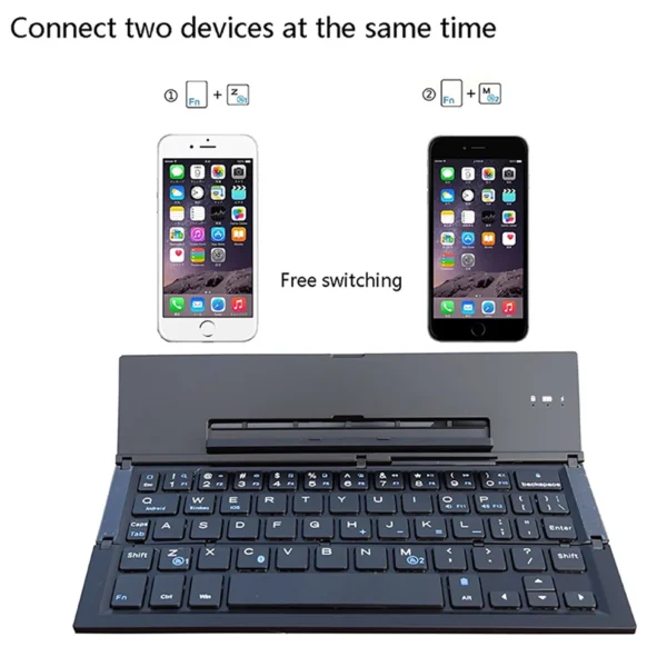 BOW Folding Keyboard Wireless Rechargeable Foldable Bluetooth Keyboard Pocket Keyboard with Pocket Size for Phone Ipad – Image 7